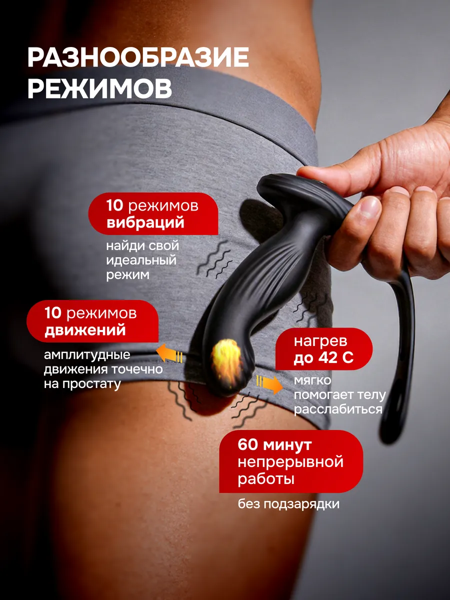 Массажер простаты, стимулятор с подвижной головкой🔥