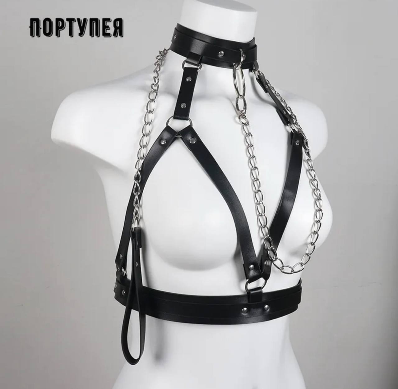 BDSM портупея с ошейником